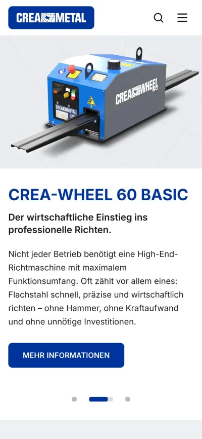 Startseite von creametal.ch auf dem Handy