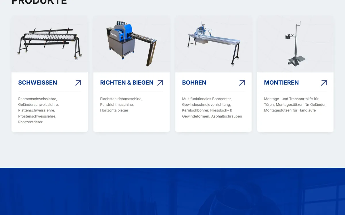 Produktbereiche von creametal.ch auf dem Desktop